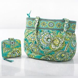 VERA BRADLEY Maggie Bag + Wallet Set Mediterranean Blue Retired Pattern EUC